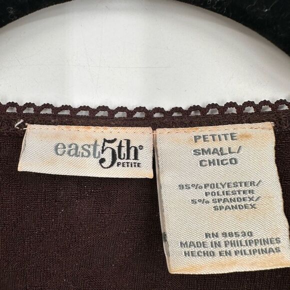 Vintage Y2K East Fifth Textured Brown Paisley & Floral Baby Doll Small Top - Picture 3 of 9